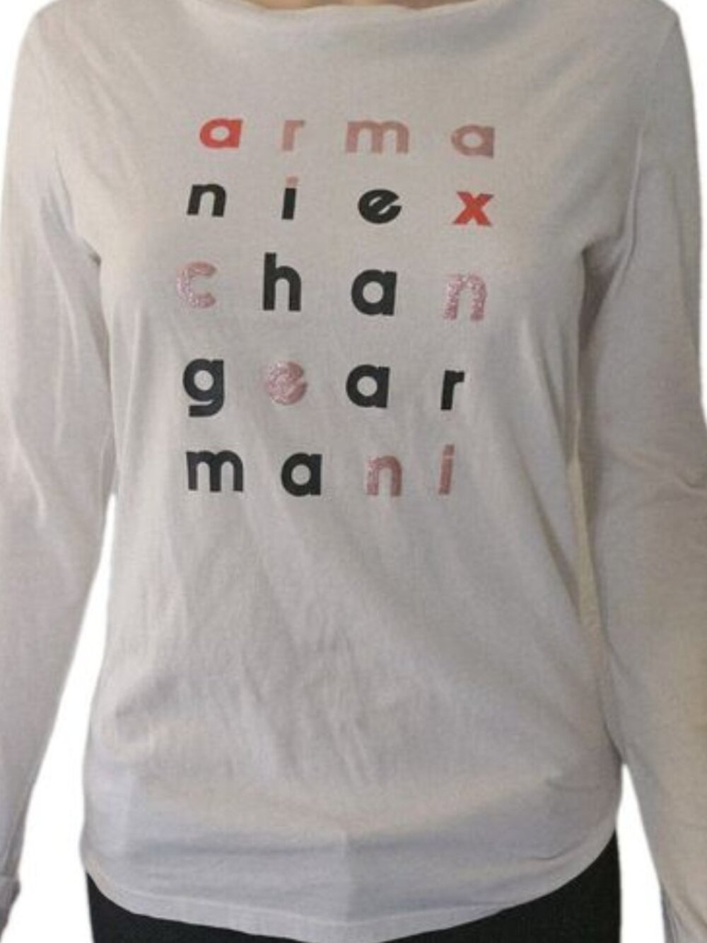 Armani Exchange White Long Sleeve T-Shirt Top Size M
